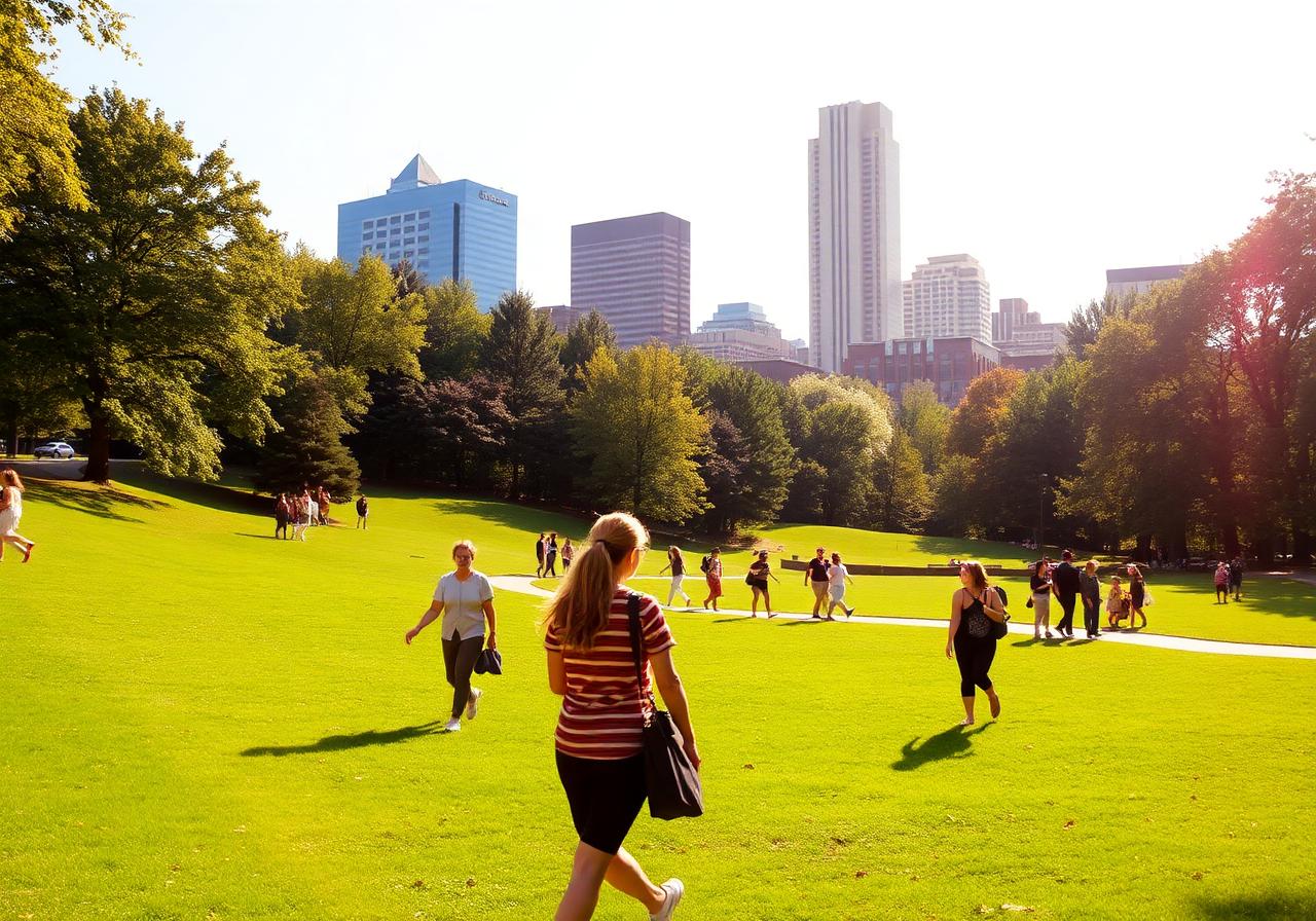 Piedmont Park with Midtown Atlanta skyline